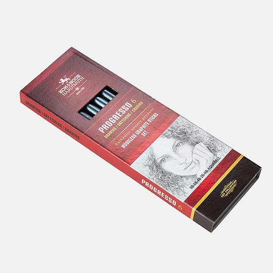 KOH-I-NOOR Progresso Woodless Graphite Pencil Set x 6