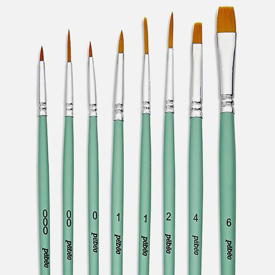 PEBEO Artist & Hobby Synthetic Golden Taklon Flat & Round Set x 8