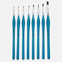 PEBEO Artist Synthetic Squirrel Aquarelle Watercolor Brush Precision Flat & Round Set x 8