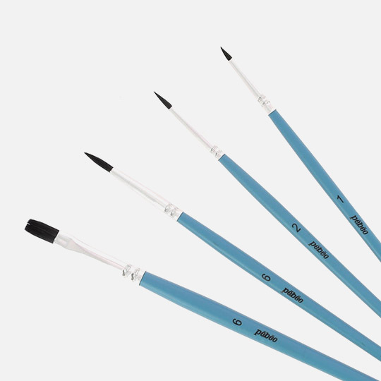 PEBEO Artist Synthetic Squirrel Aquarelle Watercolor Brush Flat & Round Set x 4