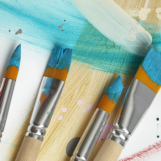 PEBEO Pop Art Yellow Polyamide Flat & Round Brush Set x 4