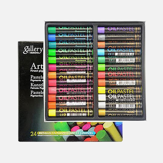 MUNGYO Gallery Oil Pastel Metallic & Fluorescent Set x 24