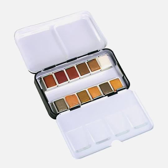 MUNGYO Professional Watercolor Paint 1/2 Pan Brilliant Memories Set x 12