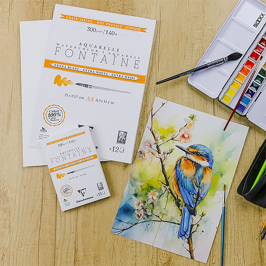 CLAIREFONTAINE Extra White Fontaine Hot Pressed Glue Pad 300gsm A3 x 12