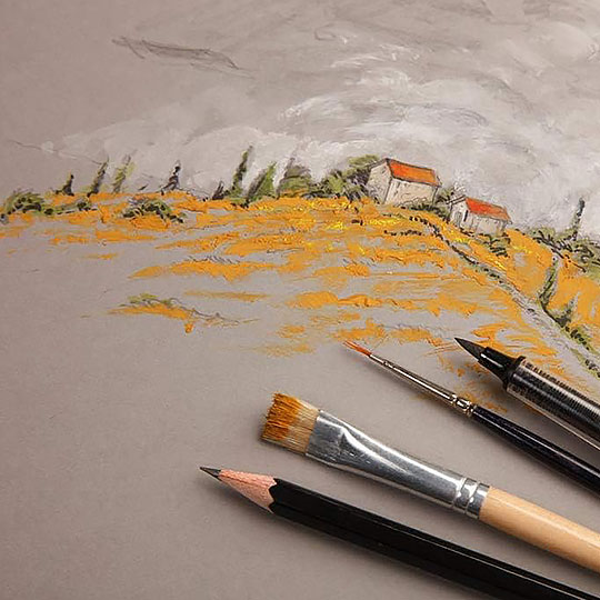 CLAIREFONTAINE Paint On Grey Mix Media Paper Pad 250gsm A3 x 30