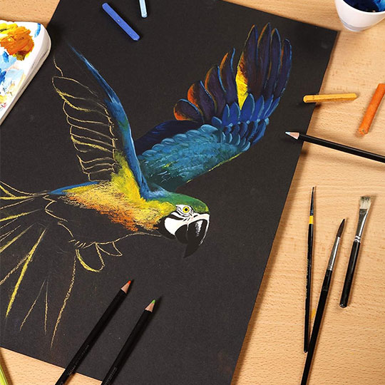 CLAIREFONTAINE Paint On Black Mix Media Paper Pad 250gsm A5 x 20