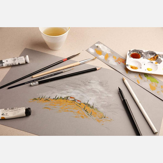 CLAIREFONTAINE Paint On Grey Mix Media Paper Pad 250gsm A5 x 30