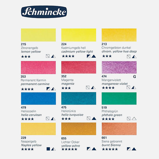 SCHMINCKE Horadam Watercolor 1/2 Pan Set x 24