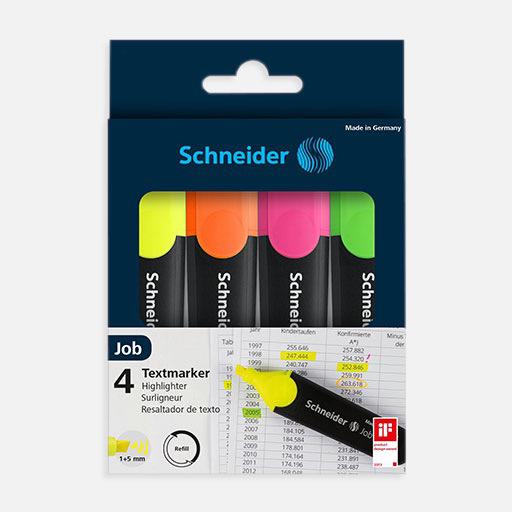 SCHNEIDER Job Fluorescent Highlighter Set x 4