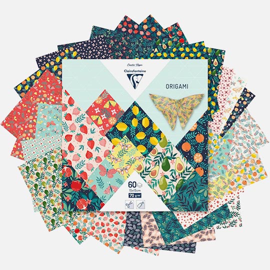 CLAIREFONTAINE Origami Paper Fruit Garden 70gsm 15cm x 15cm x 60