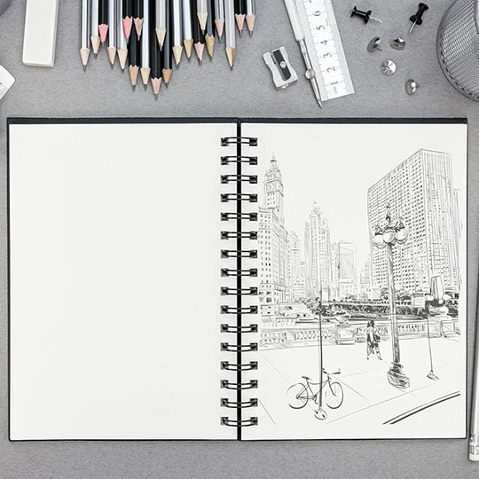 CLAIREFONTAINE Goldline Ivory Paper Landscape Sketchbook 140gsm A5 x 64