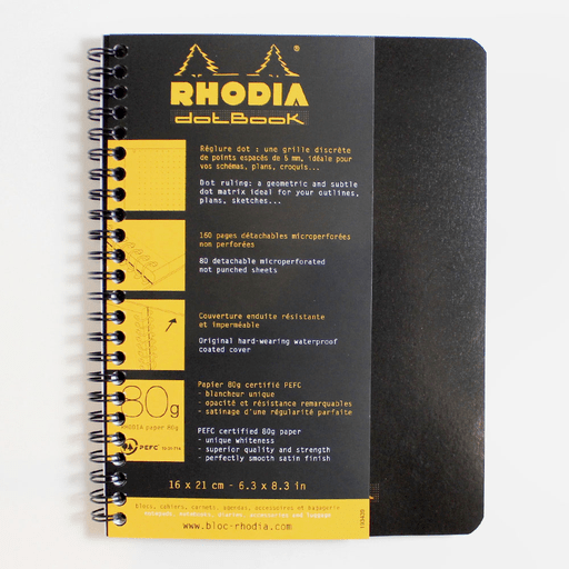 RHODIA Classic Dot Spiral Notebook 80gsm A5+ x 90 Black