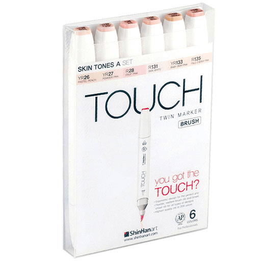 SHINHAN Touch Brush Twin Marker Skin Tones A Set x 6