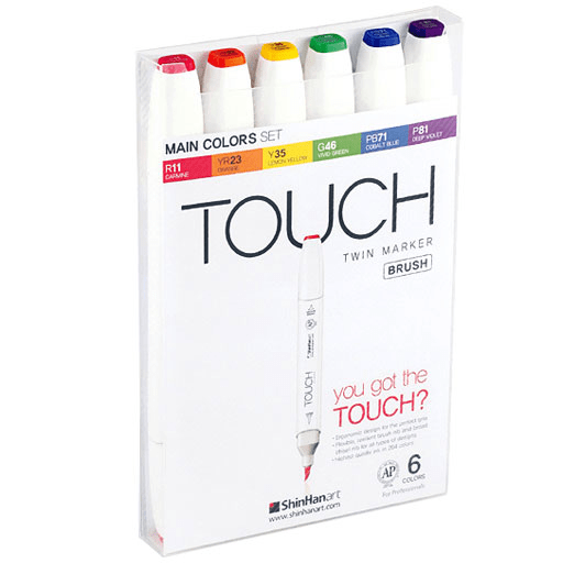SHINHAN Touch Brush Twin Marker Main Color Set x 6