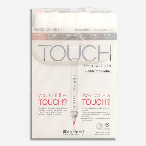 SHINHAN Touch Brush Twin Marker Wood Color Set x 6