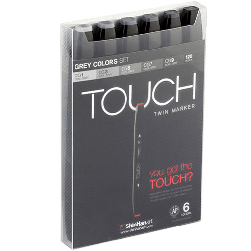 SHINHAN Touch Twin Marker Cool Grey Set x 6