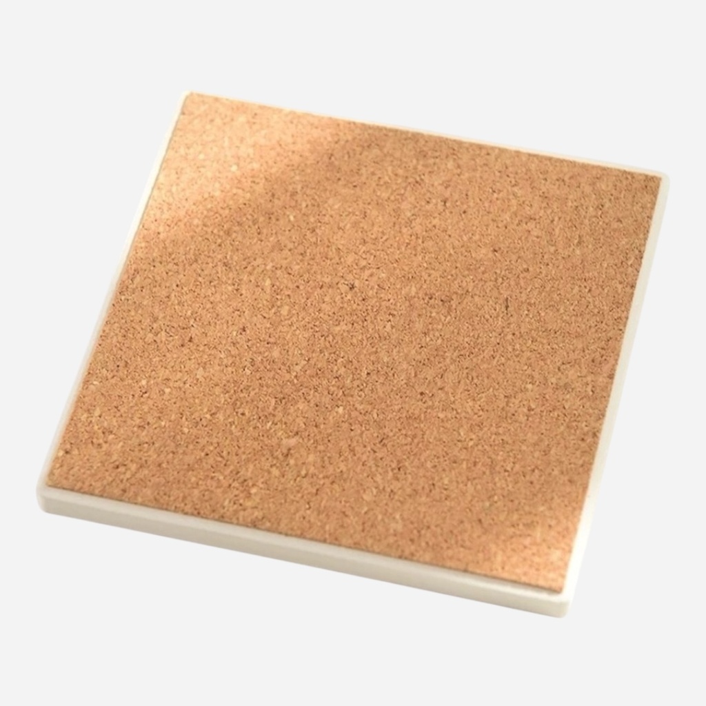 OVJ Matt White Ceramic Tile Coaster (Cork Base Included)
