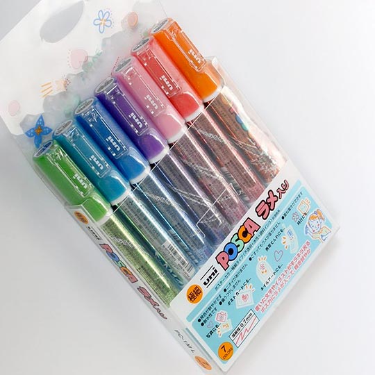 UNI Posca Glitter Marker Extra Fine Tip Set x 7