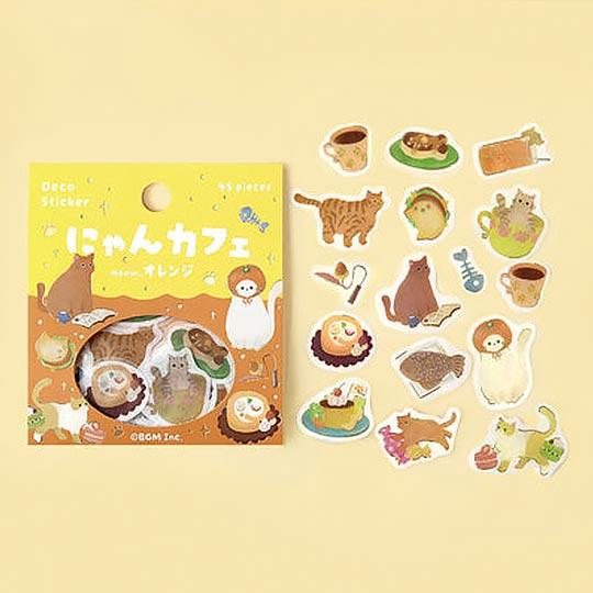 BGM Deco Flake Sticker Kitten Cafe Orange
