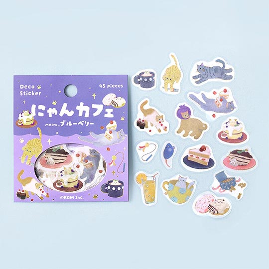 BGM Deco Flake Sticker Kitten Cafe Blueberry
