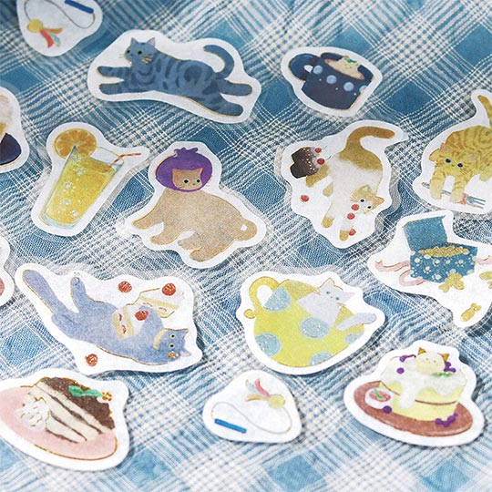 BGM Deco Flake Sticker Kitten Cafe Blueberry