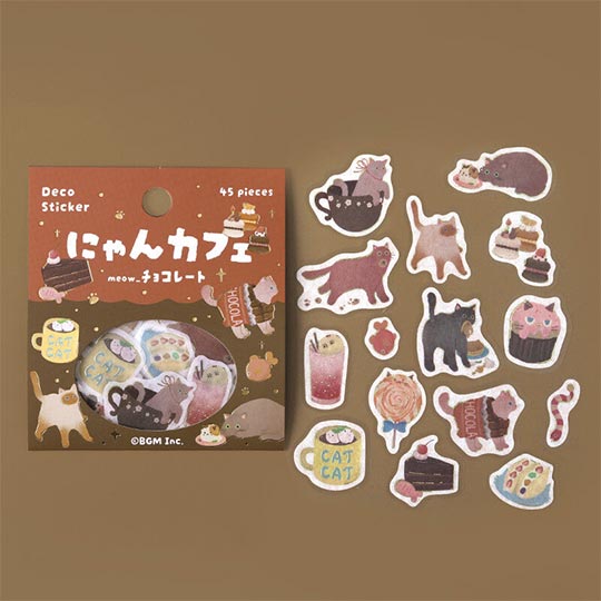 BGM Deco Flake Sticker Kitten Cafe Chocolate
