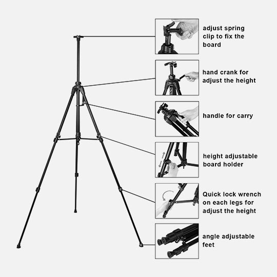 OVJ Aluminium Field Easel With Stabilizer 60” Black