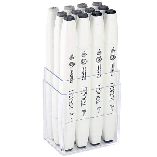 SHINHAN Touch Brush Twin Marker Warm Grey Set x 12