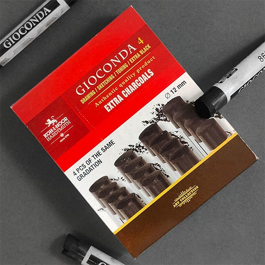 KOH-I-NOOR Gioconda Extra Charcoal Medium x 4