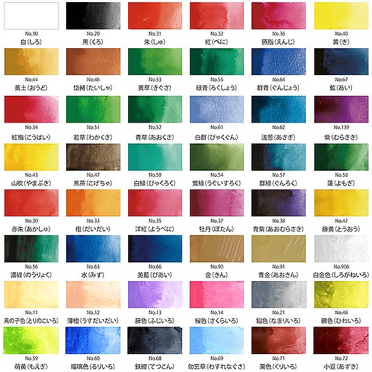 KURETAKE Gansai Tambi Japanese Watercolor Pan Set x 48