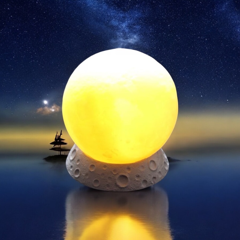 OVJ USB-Powered Paintable 3D Plastic Moon Lamp 8cm