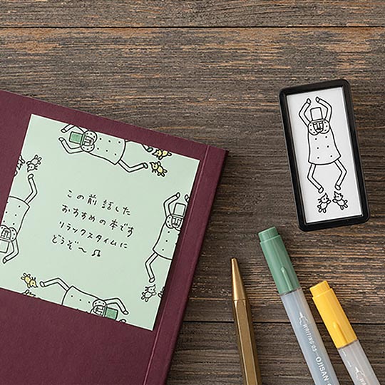 MIDORI Ojisan 30th Anniversary Paintable Stamp Pre-Inked Half Size Repeating Pattern