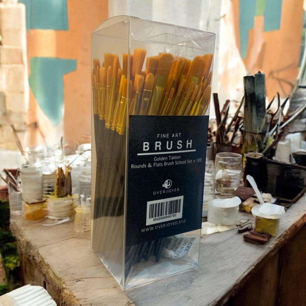 OVJ Classroom Golden Taklon Rounds & Flats Brush Set x 120