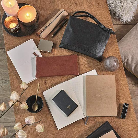 CLAIREFONTAINE Flying Spirit Leather Lined Notebook 90gsm A5 x 90 Beige