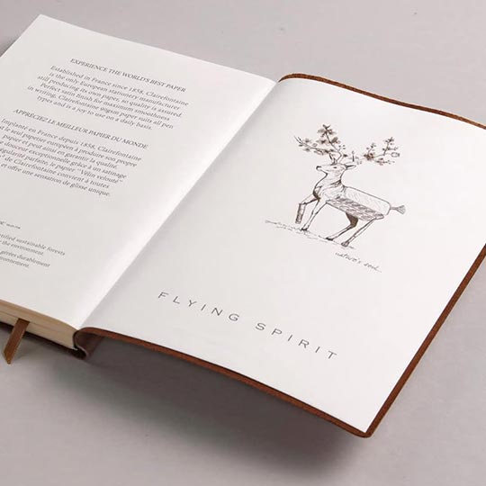 CLAIREFONTAINE Flying Spirit Leather Lined Notebook 90gsm A5 x 90 White