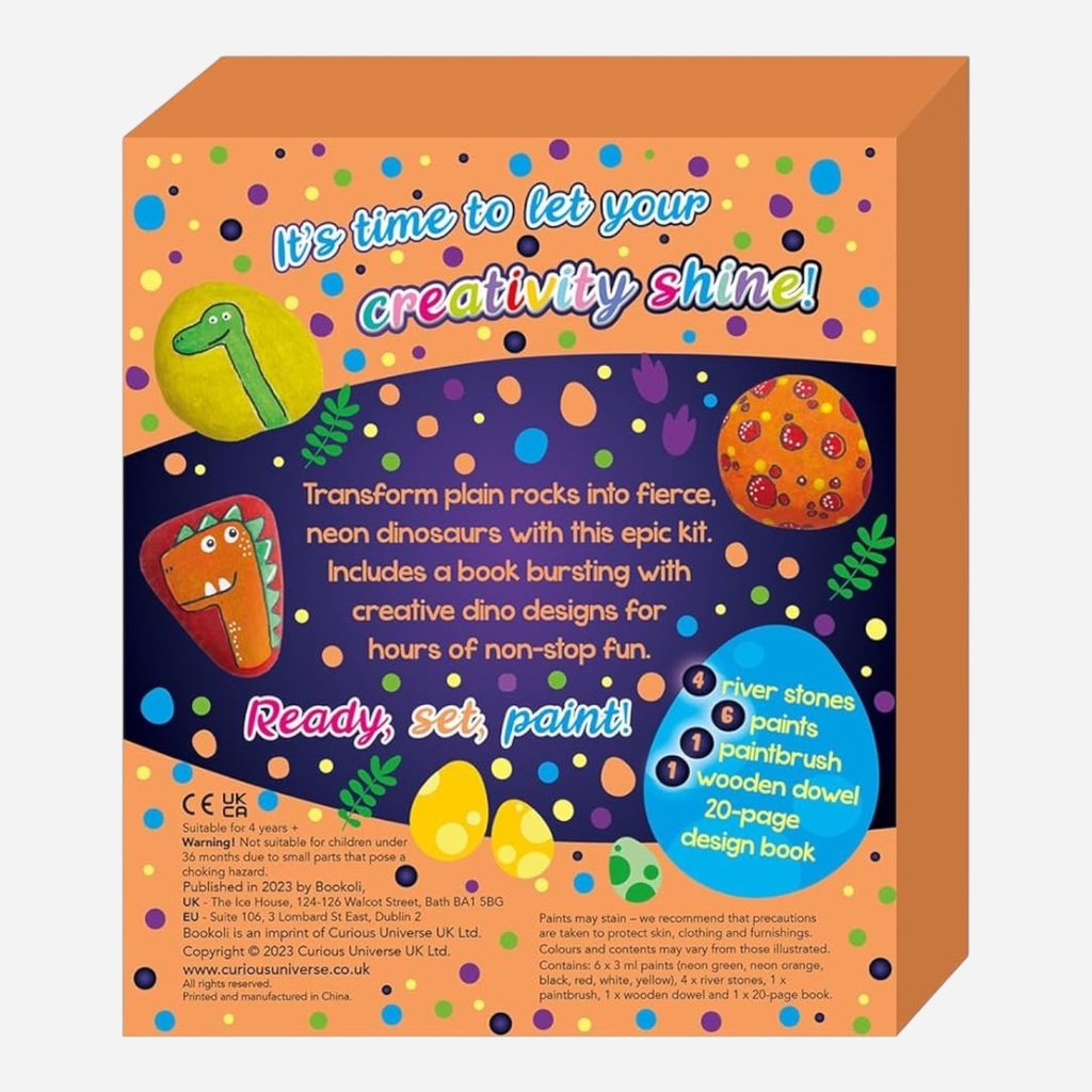 BOOKOLI Rock Painting Neon Dinosaurs