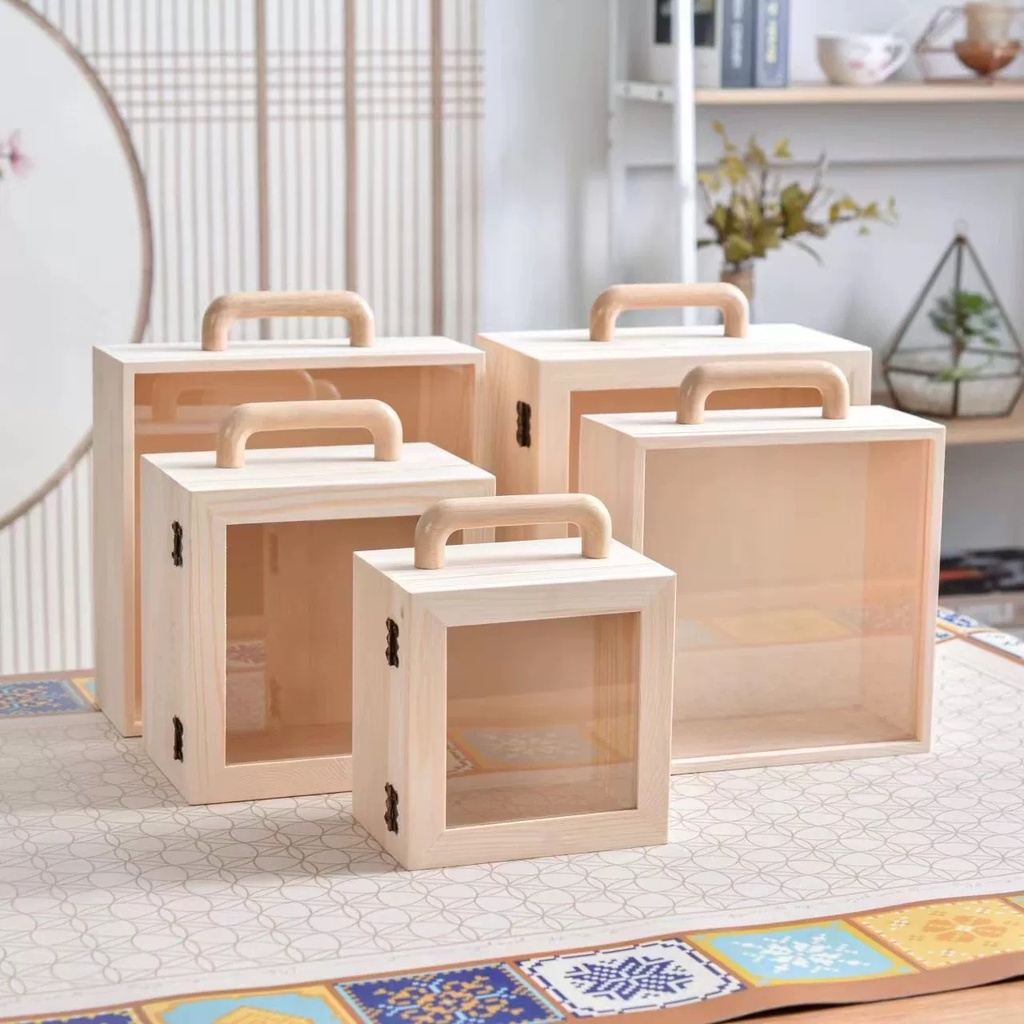 OVJ Diorama Pine Wood Box With Slide Cover 8cm x 20cm x 20cm