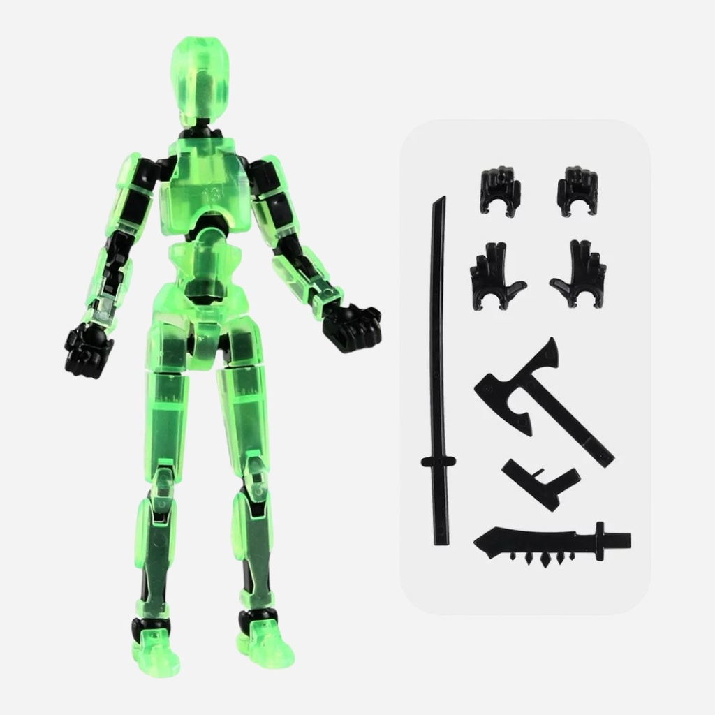 OVJ Mini Plastic Action Figure Green (Assembly Guide Included)