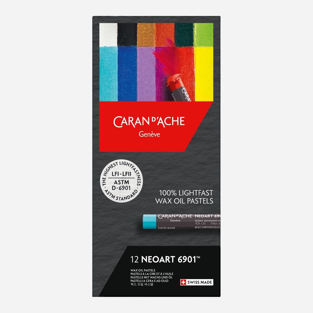 CARAN D'ACHE Neoart 100% Lightfast Wax Oil Pastel Set x 12