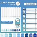 OVJ Languo Acrylic Brush Marker Blue Set x 9