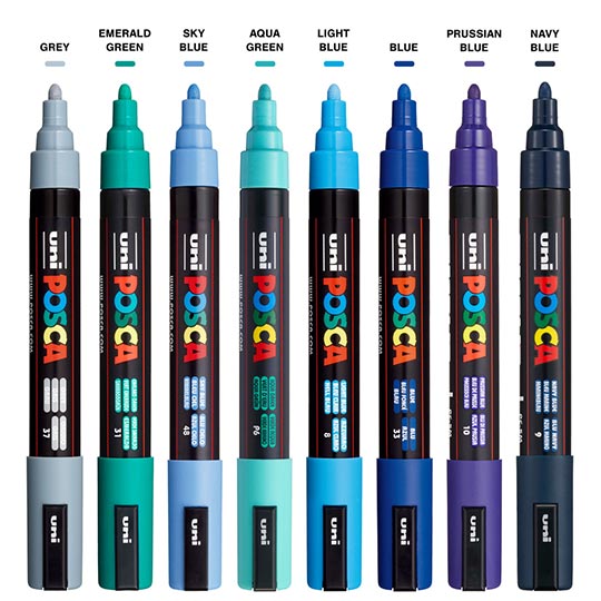 UNI Posca Medium Marker Cool Color Set x 8