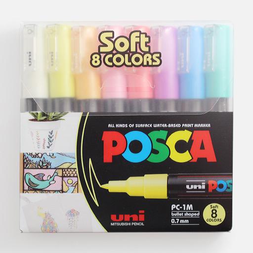 UNI Posca Extra Fine Marker Soft Color Set x 8