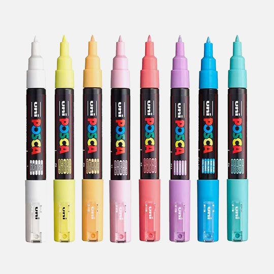 UNI Posca Extra Fine Marker Soft Color Set x 8