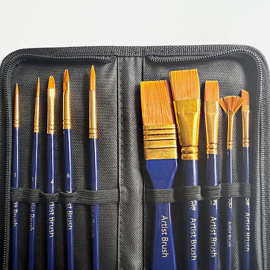 OVJ Golden Taklon Acrylic Brush Set x 10 (Canvas Case Included)