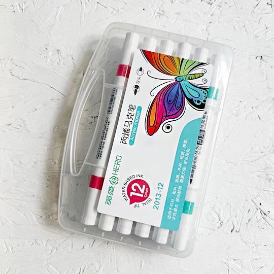 HERO Acrylic Paint Marker Twin Tip Set x 12