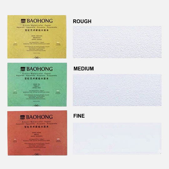 BAOHONG Artist Hot Press 100% Cotton Watercolor Pad 300gsm 310mm x 410mm x 20