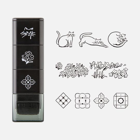 MIDORI Paintable Stamp Roller Cat & Landscape