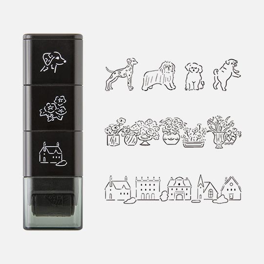 MIDORI Paintable Stamp Roller Dog & Landscape