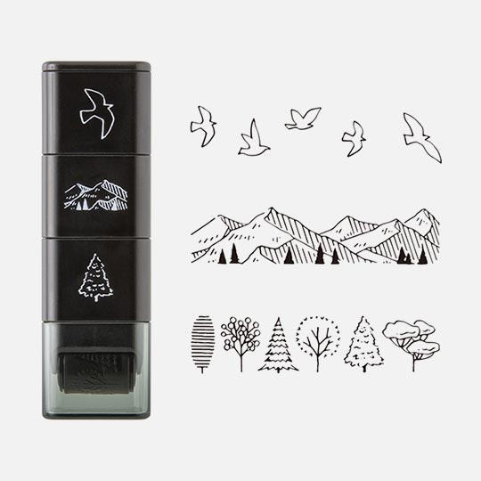 MIDORI Paintable Stamp Roller Mountain View