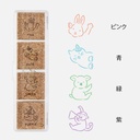 MIDORI Yuru Log Paintable Pre-inked Stamp Animal Poses